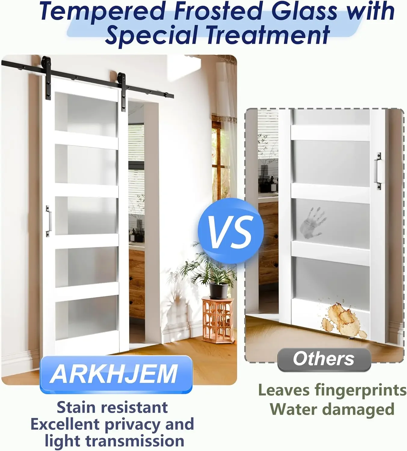 [متجر هيلونج] باب الحظيرة الزجاجي المنزلق ذو 5 ألواح مقاس 48 بوصة × 84 بوصة، تتضمن مجموعة الأجهزة، تحتاج إلى التجميع، PV مقاوم للماء