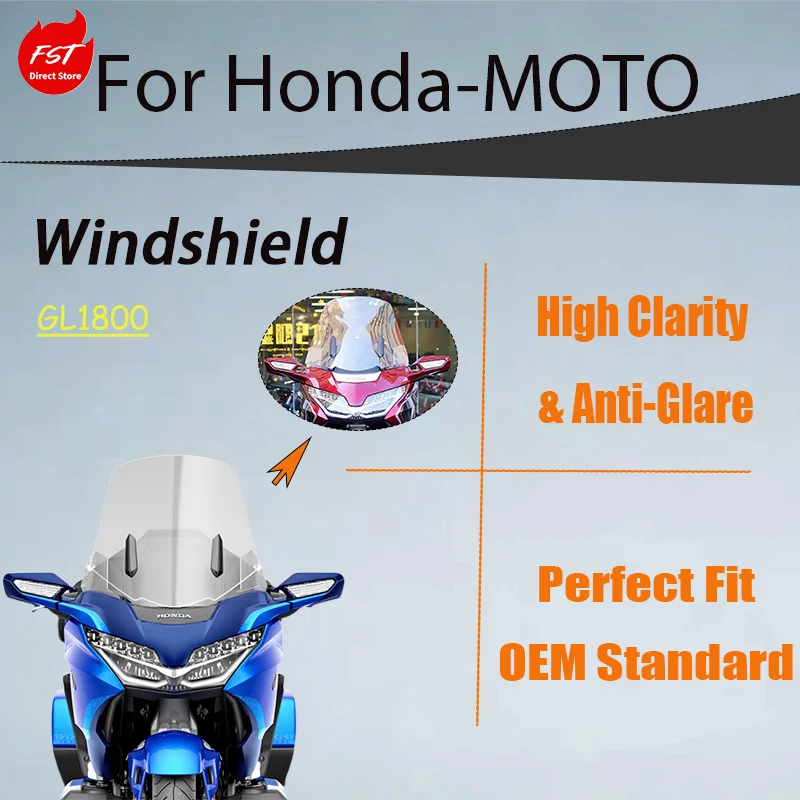 

Extra Tall & Wide Windshield Protector for Honda Goldwing GL1800, Chest Guard, Rain Deflector, High Quality Modified Accessory