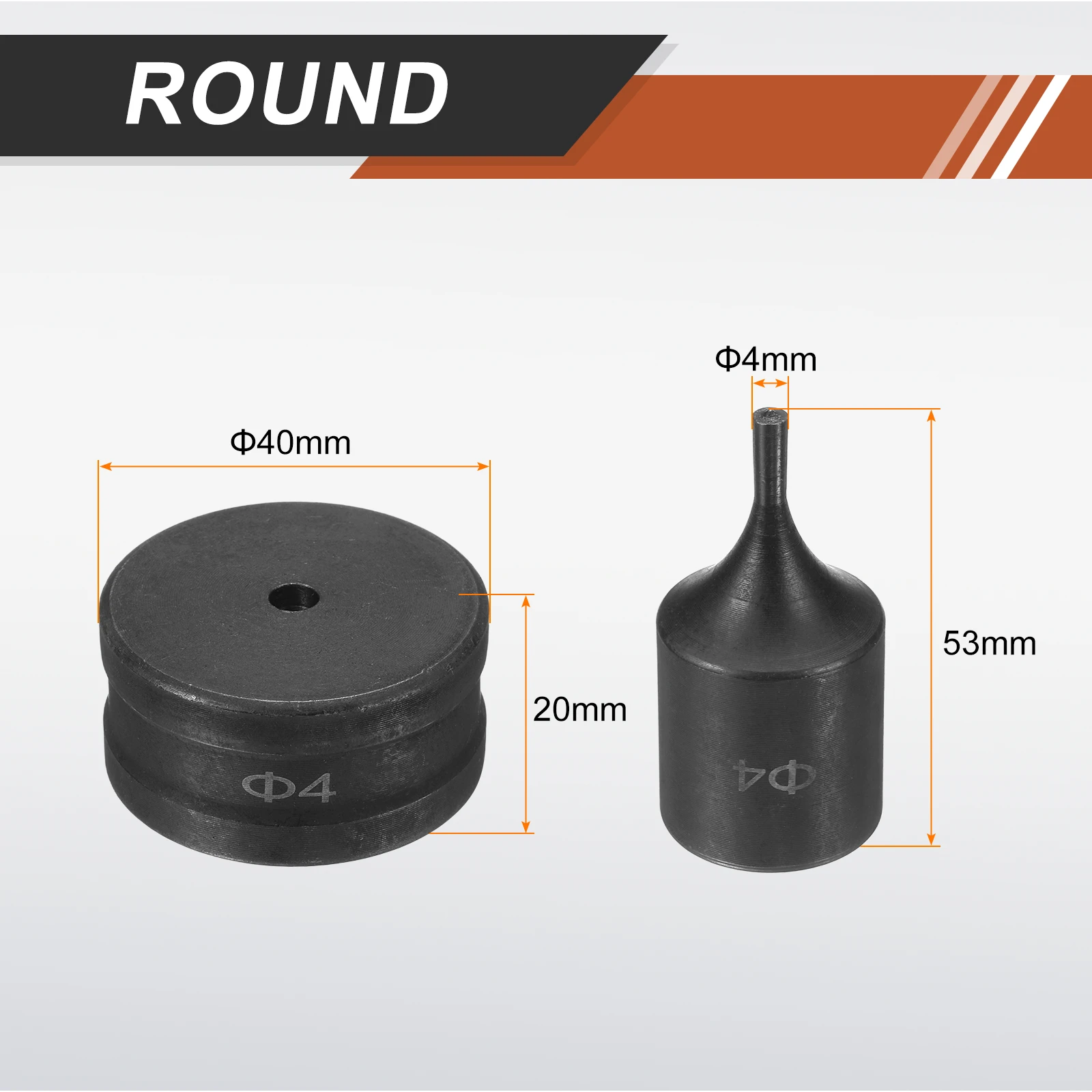 Hydraulic Hole Punch Die Φ4mm-Φ22mm Round Hole 40Cr Steel Electric Punching Kit for CH70 Electric Punching Machine, Black