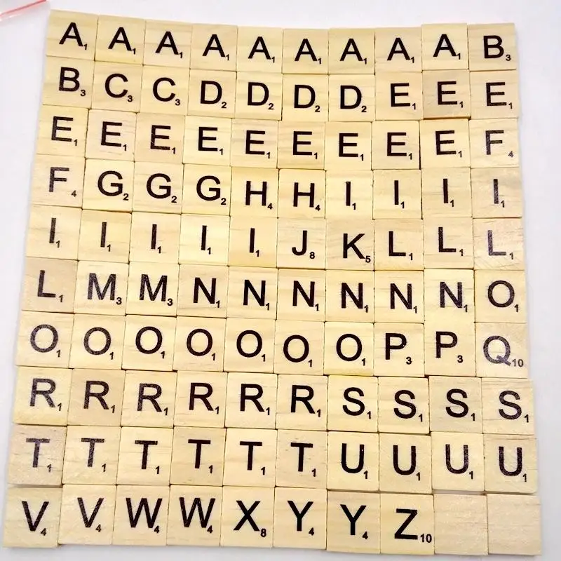 Wood Alphabet Letters Smooth Grain Puzzle Tiles Set Learning Board for Home Decoration