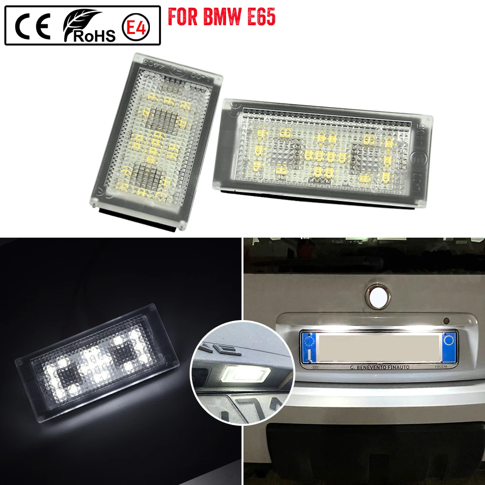 ل BMW E65/E66 730i 735i 740i 745i 750i صالون 2006 2007 2008 الأبيض LED سيارة الخلفية لوحة ترخيص ضوء رقم لوحة مصباح
