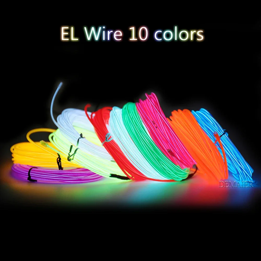 EL Wire 1M/2M/3M/5M/10M Flexible Neon Licht  Draht Led Dance Party Atmosphäre Decor Lampe RopeTube Wasserdichte Mehrfarbige