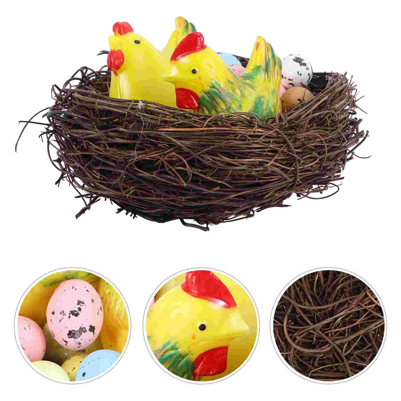 Easter Bird Nest Decor Egg Artificial Decoration Wreath Party Ornament Adornment