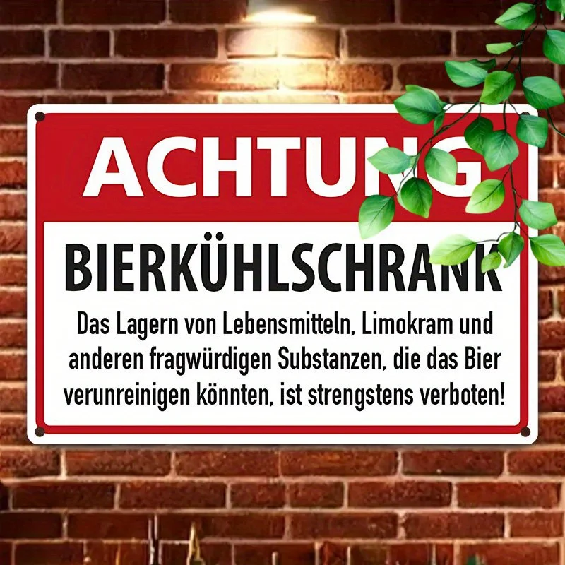 2D Flat, [], 1pc, 2D Flat, Vintage Metal Sign (20.32cm X 30.48cm), Beer Fridge Warning Sign, German Funny Tin Sign, Do Not Store