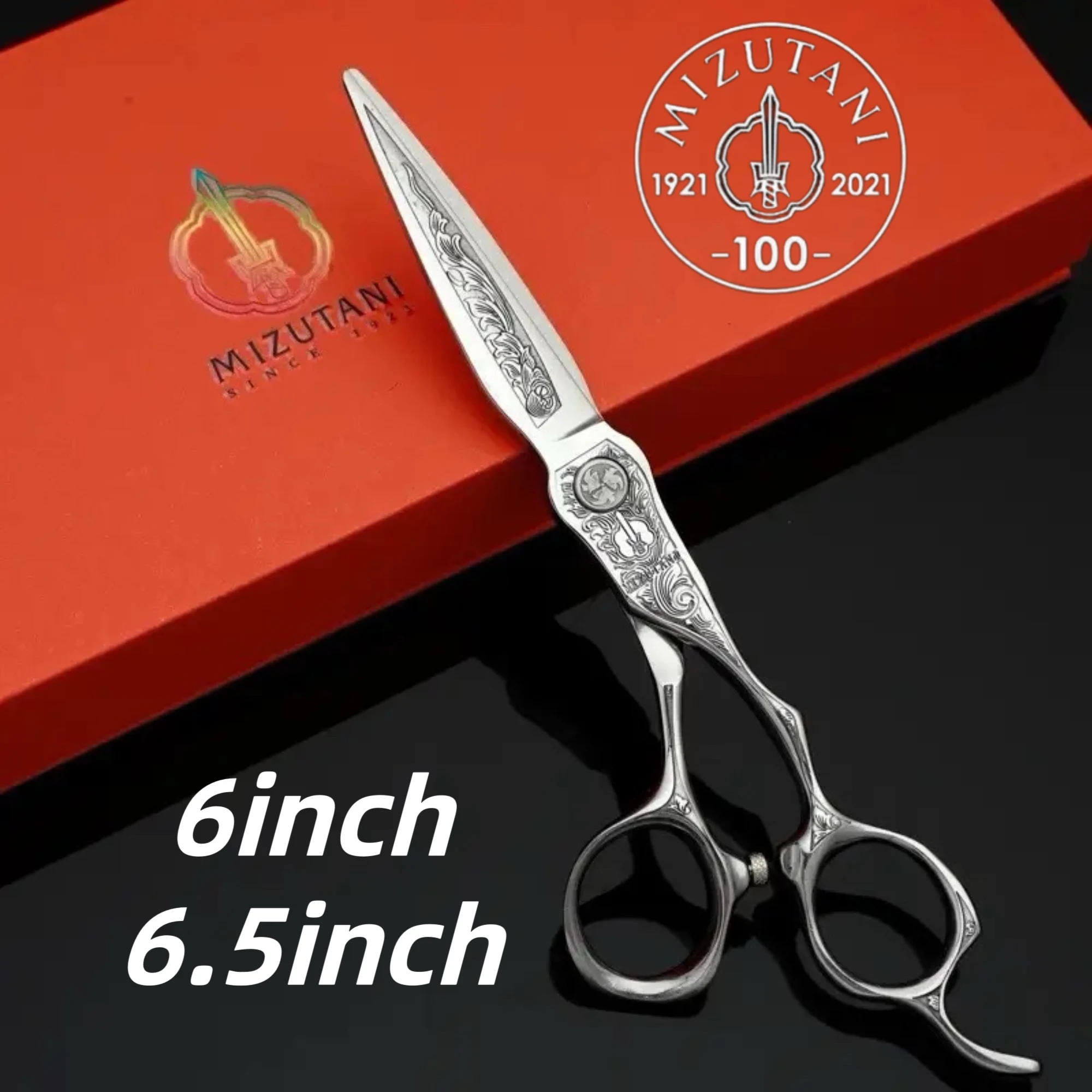 MIZUTANI-High Grade Tungsten Aço Scissor Set, Padrão Barber Professional, cabeleireiro, Top, 6.0"