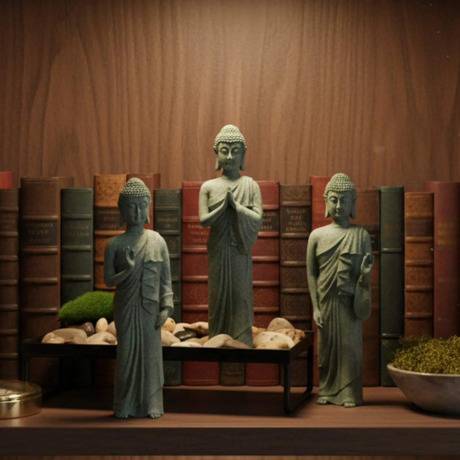 Buddha Statue Sandstone Look Meditative Ornament Decorative Sculpture for Meditation Room Buddhist Home Decorations - view 3