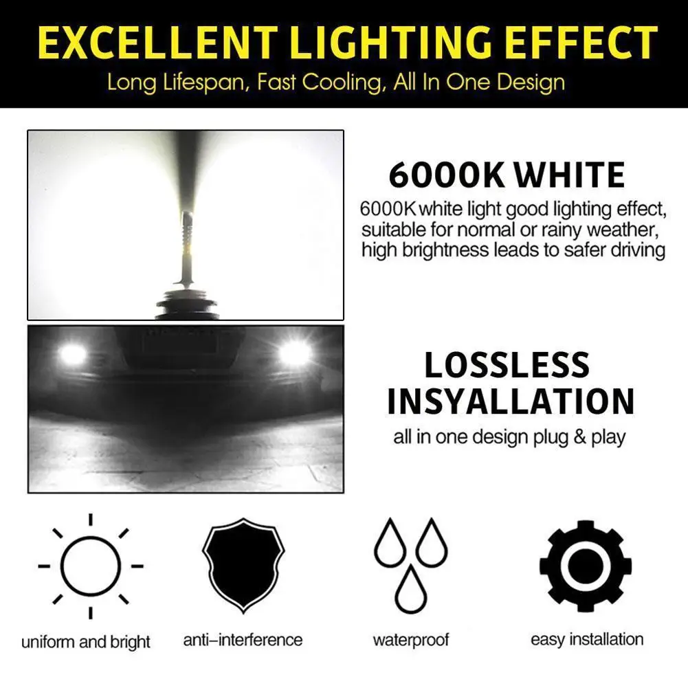 1Pcs H4 H7 LED Headlight 26000LM LED H11 H1 H3 Car Fog Light Bulbs 9005 9006 Auto Driving Running Lamps 12W 12V