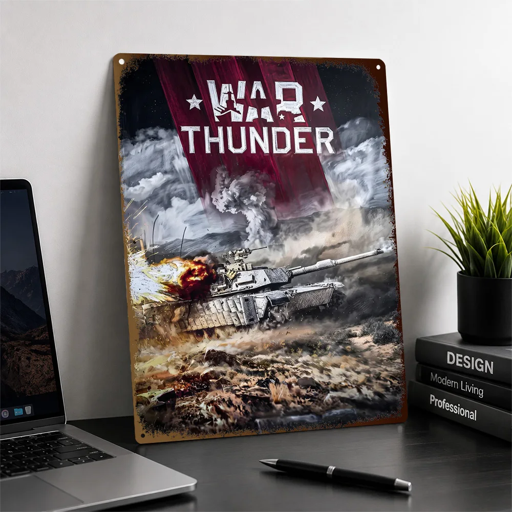 War Thunder Tank Assault Textured Poster Customized Metal Tin Sign Military Strategy Tribute Wall Art Made To Suit Home Office