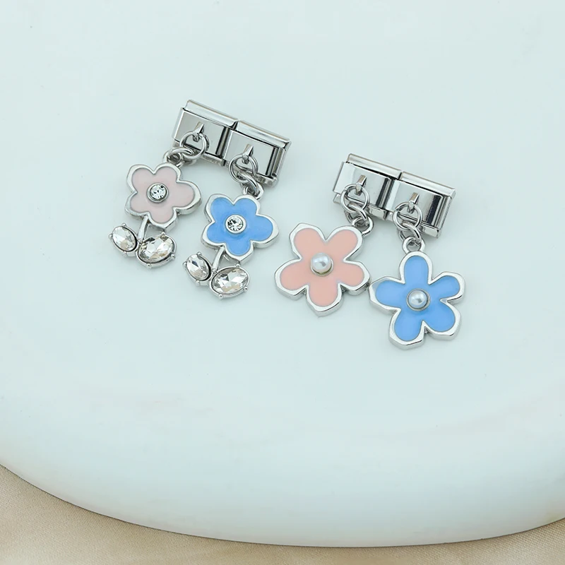 Hapiship 2024 Italian Charms Links Fit 9mm Stainless Steel Bracelet New Fashion Women\'s Gift Butterfly Flower DIY Jewelry DJ1251