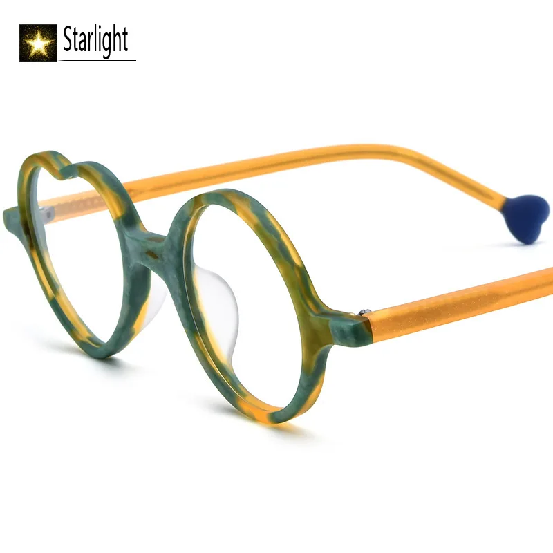 وجه صغير متعدد الألوان المرقعة القلب ماتي متجمد خلات إطار مشهد مضحك الرجال النساء القراءة قصر النظر وصفة طبية 133 مللي متر