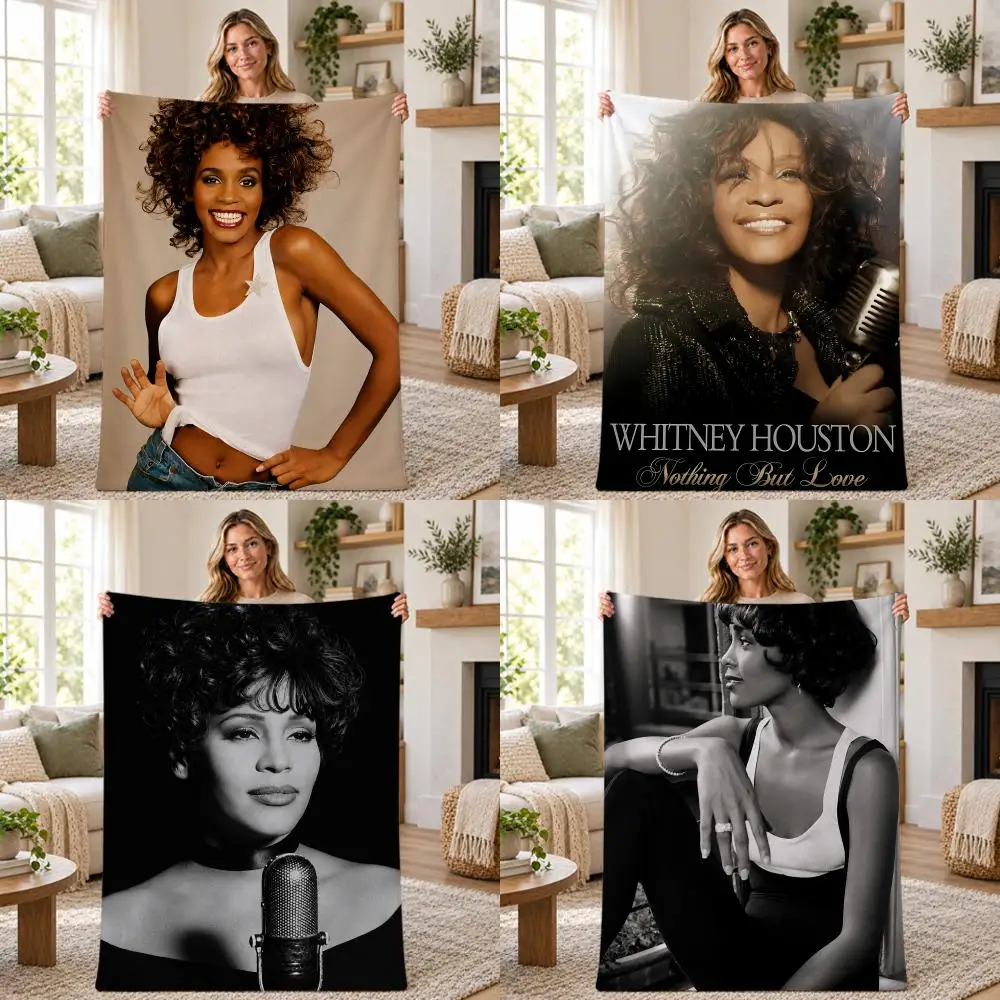 Music Soul Whitney Houston Throw Soft Warm Flannel Throw Blanket for Sofa Bed Office Home Holiday Gift All Season