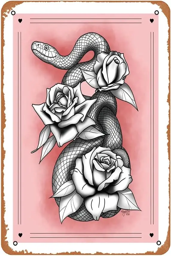 علامات معدنية من Rose Hiss Decoracin علامات قصدير معدنية عتيقة مقاس 12 × 8 بوصة لوحة حديدية جدار ديكور مطعم بار مقهى نادي المطبخ ديكو