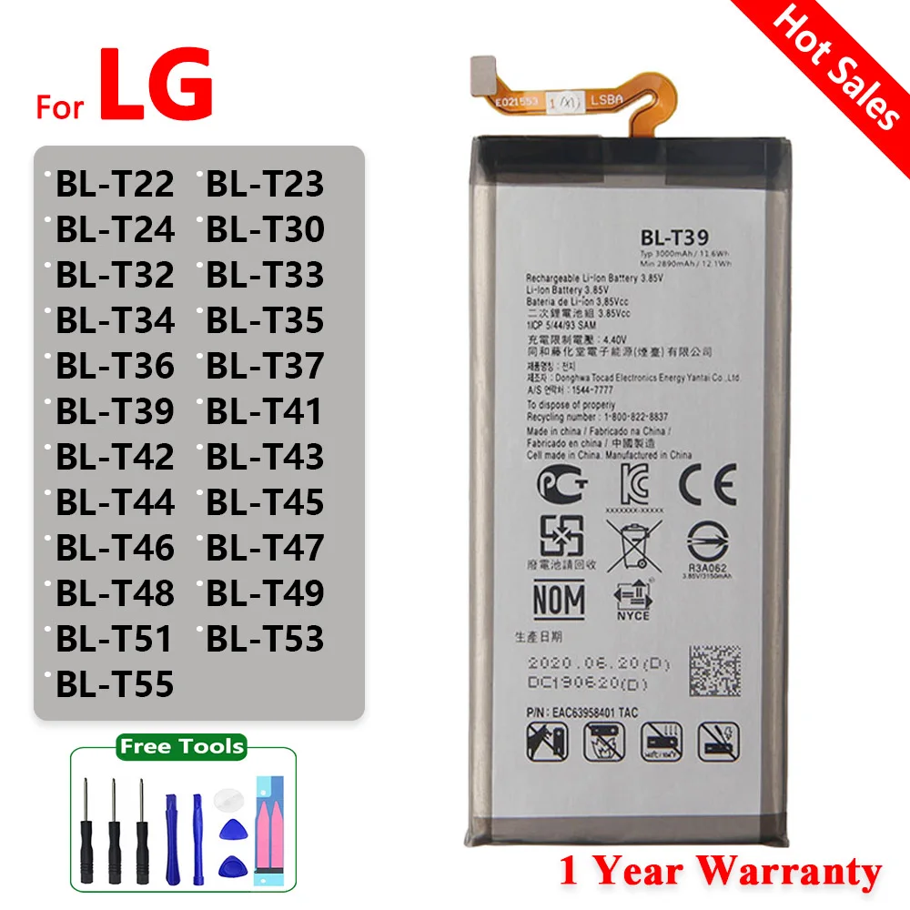 Original Replacement Phone Battery For LG BL T22 T23 T24 T30 T32 T34 T36 T37 T39 T41 T42 T43 T44 T46 T48 T49 T51 T55 +Free Tools