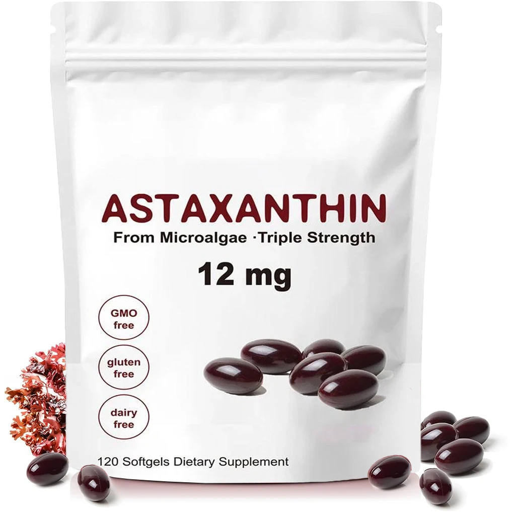Astaxanthin 12mg, 120 Softgels, Triple Strength Premium Antioxidant Supplements, Support Eye, Skin, Joint & Immune System Health