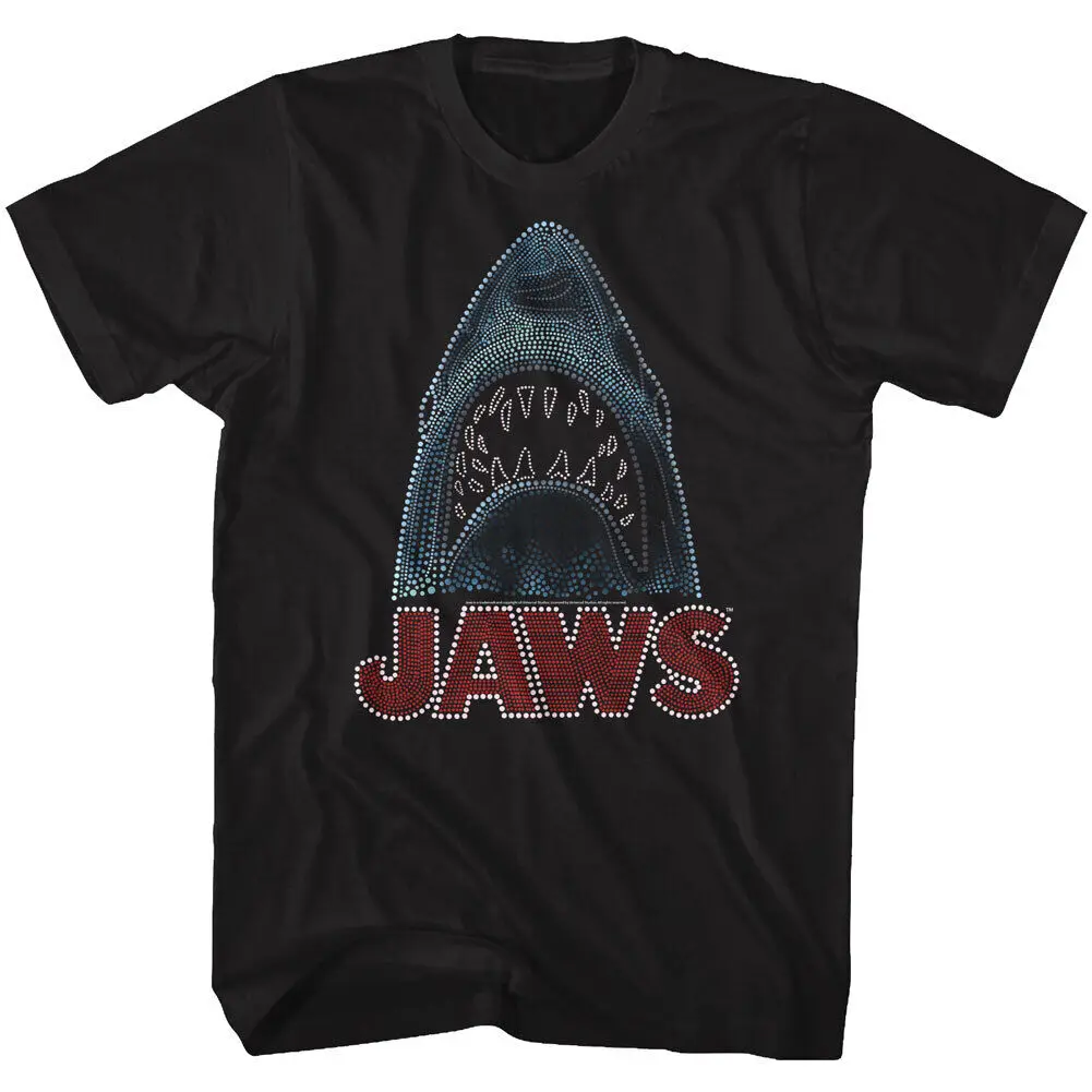 

Jaws 70's Thriller Movie Bedazzled Great White Shark Head Men's T Shirt