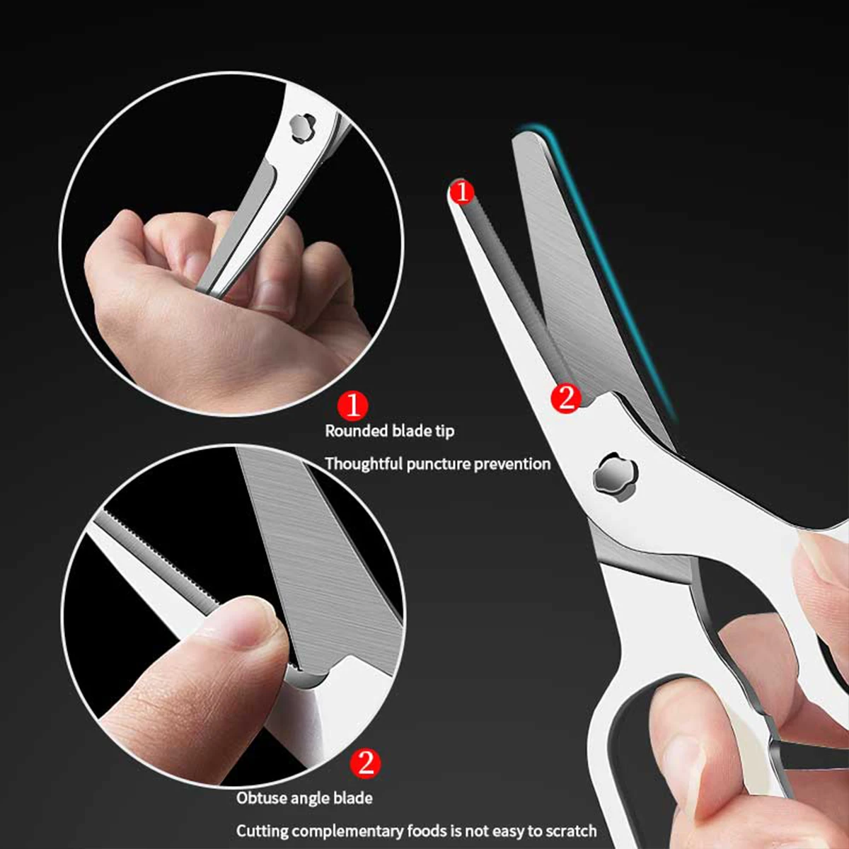 316 Stainless Steel Baby Food Scissors Detachable Design Infant  Rounded Tip BPA Free Easy Clean Feeding Tool With Storage Box