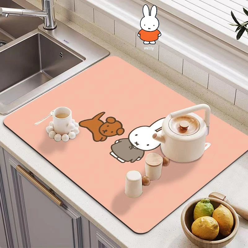 

Cute Miffy Kitchen Washbasin Absorbent Pad, Washable Countertop Pad, Faucet Pad, Quick-drying and Draining Pad