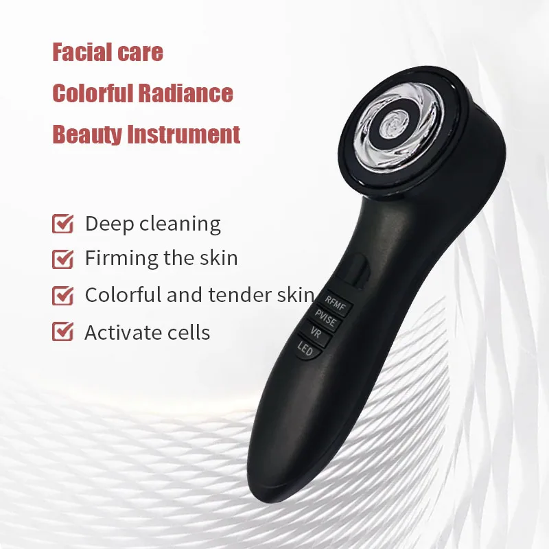 Dispositif de beauté portatif multifonctionnel, nettoyage par vibrations et lumière colorée personnalisable, prix de gros, dernière collection 2025