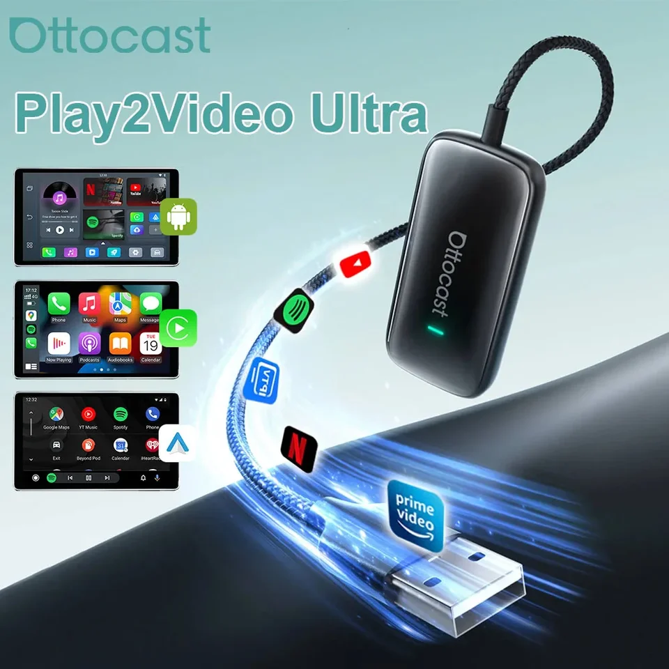 Ottocast Play2Video Ultra Ai Box Wireless CarPlay Android Auto