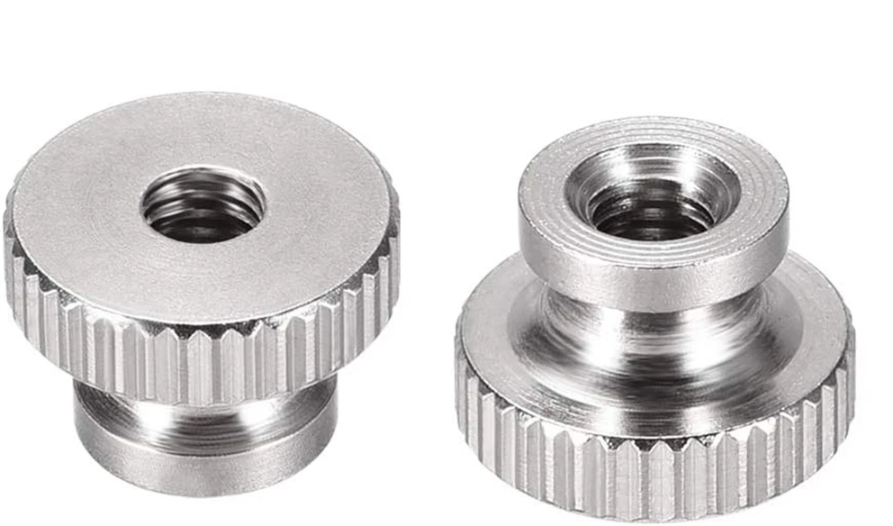 Knurled Thumb Nuts, 2Pcs M4x0.7mm 304 Stainless Steel Round Knobs Fasteners for 3D Printer Parts, Silver Tone