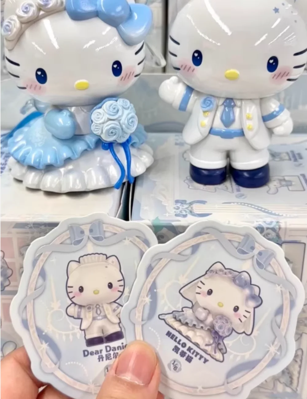 

Новая романтическая свадебная серия Hello Kitty, слепая коробка, аниме-фигурка, модель Daniel Kuromi, модная игрушка, настольный милый орнамент, подарок
