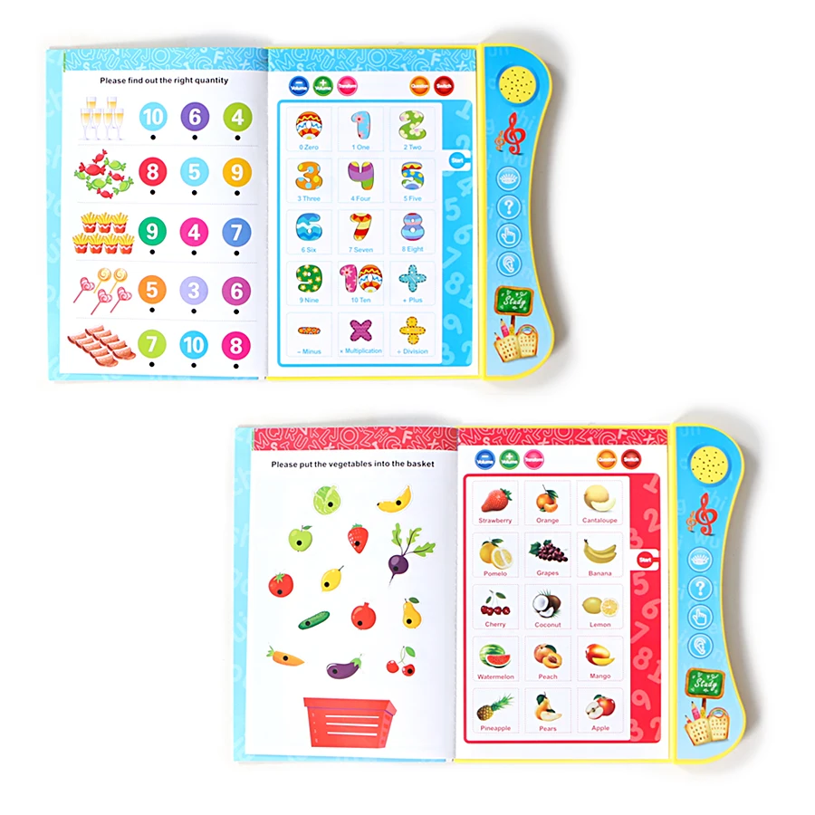 E-Book Reading Book con macchina per l'apprendimento della penna, lettere ABC in lingua inglese, numeri di animali e divertenti scegli il gioco per il giocattolo dei bambini