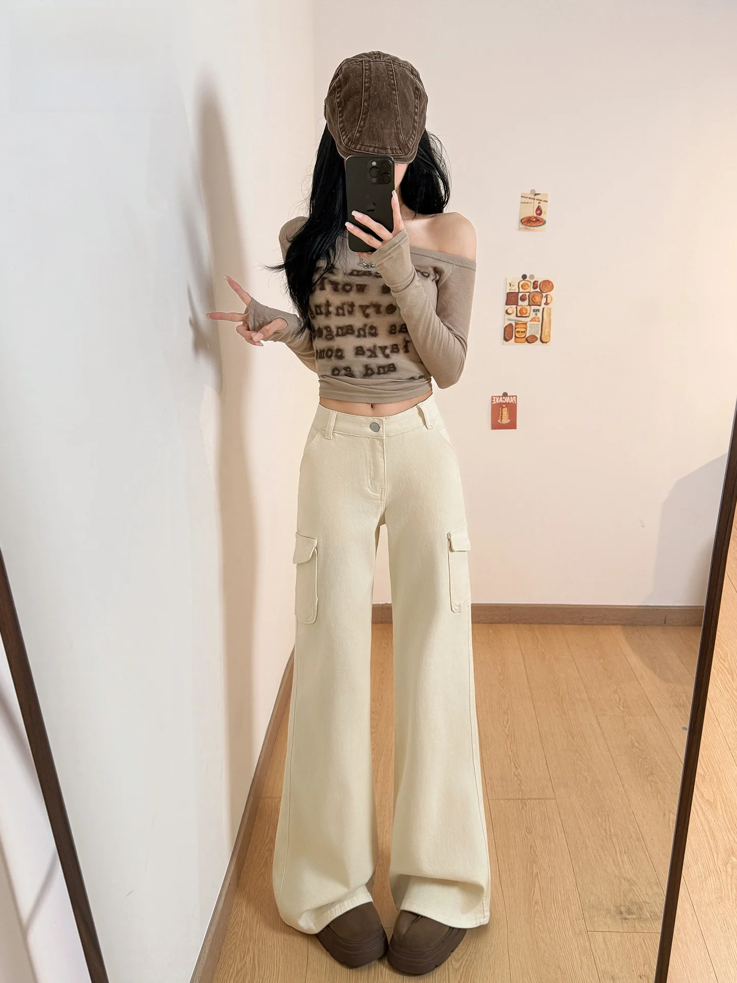 

Женские джинсы-клеш с высокой талией для похудения, весна-лето, повседневные, свободного кроя, с карманами, длина в пол, с эффектом мокасинового носка