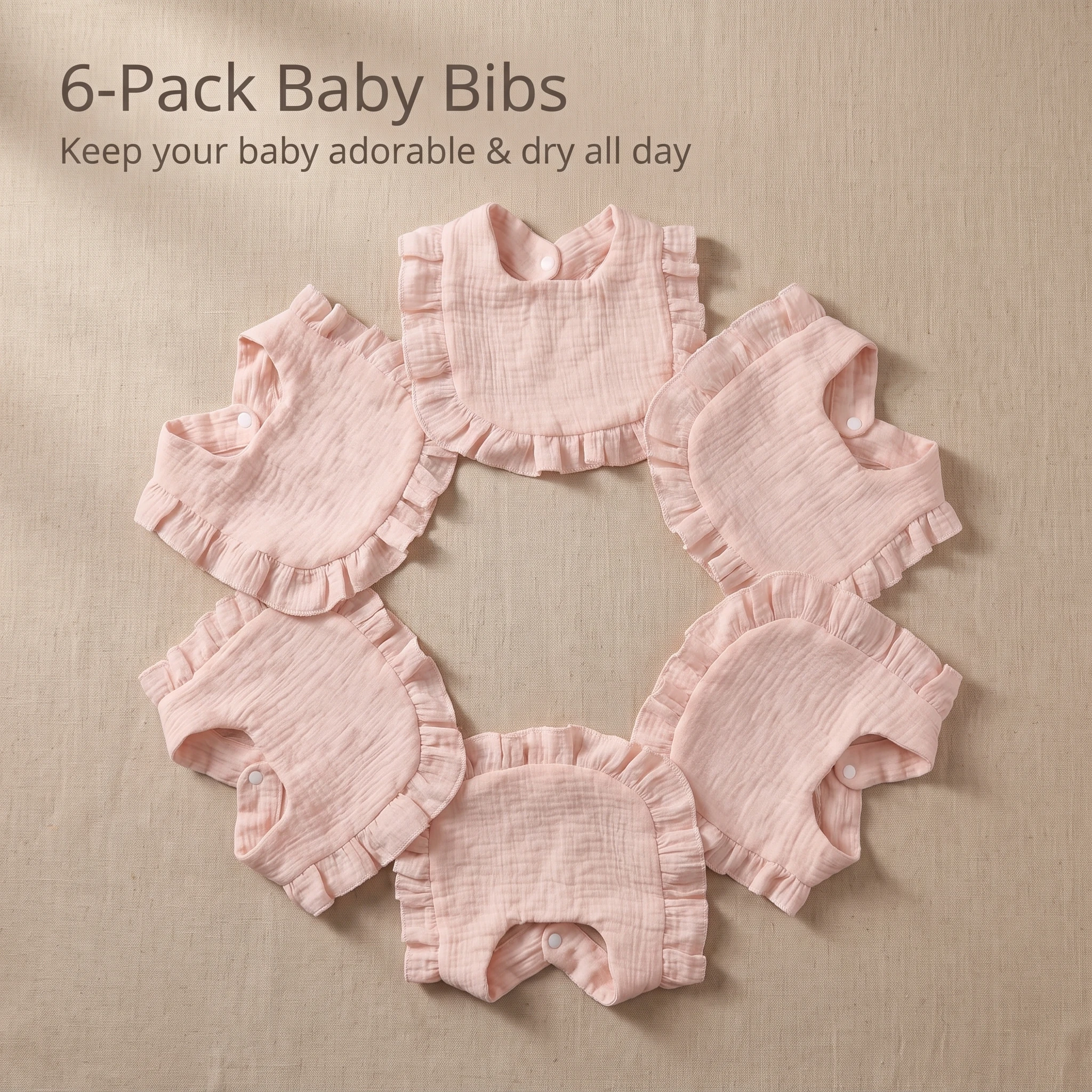 6pcs European and American style new ruffle baby bibs, children's lace gauze bibs and bibs, cute newborn supplies