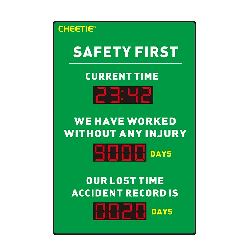 

CHEETIE CP01 Avoid Accidents LED Digital Displays Days Counter Custom Safety Scoreboard