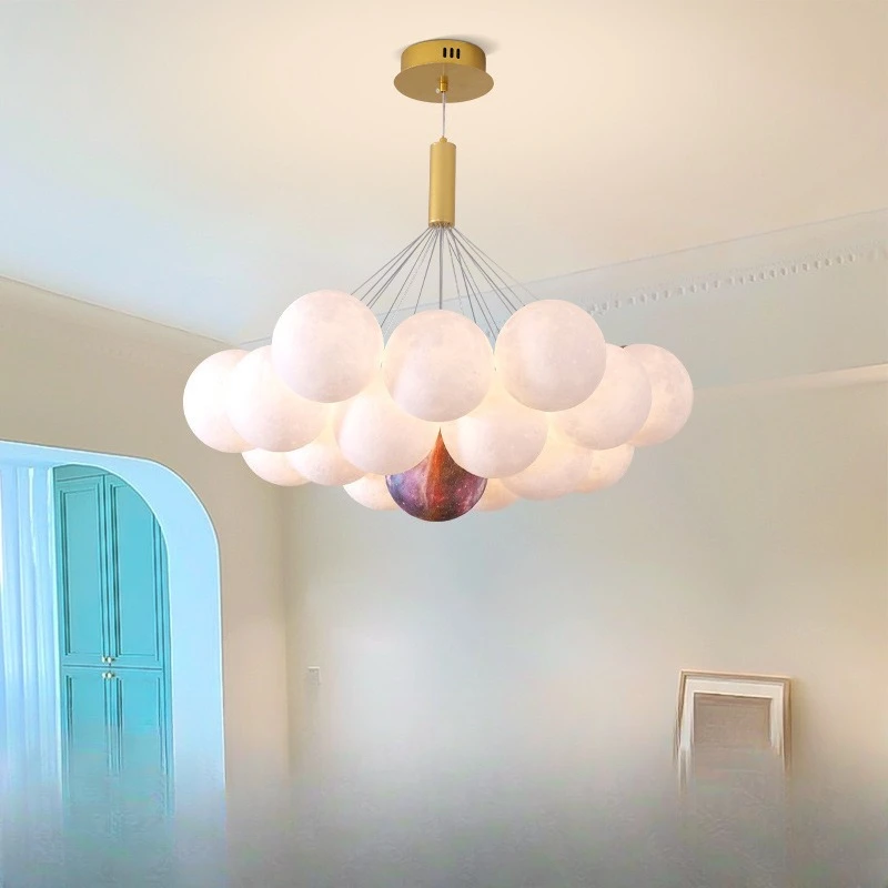 

Modern Simple Cream Wind Chandelier Living Room Light Dining Room Light 2026 Bedroom Spherical Chandelier