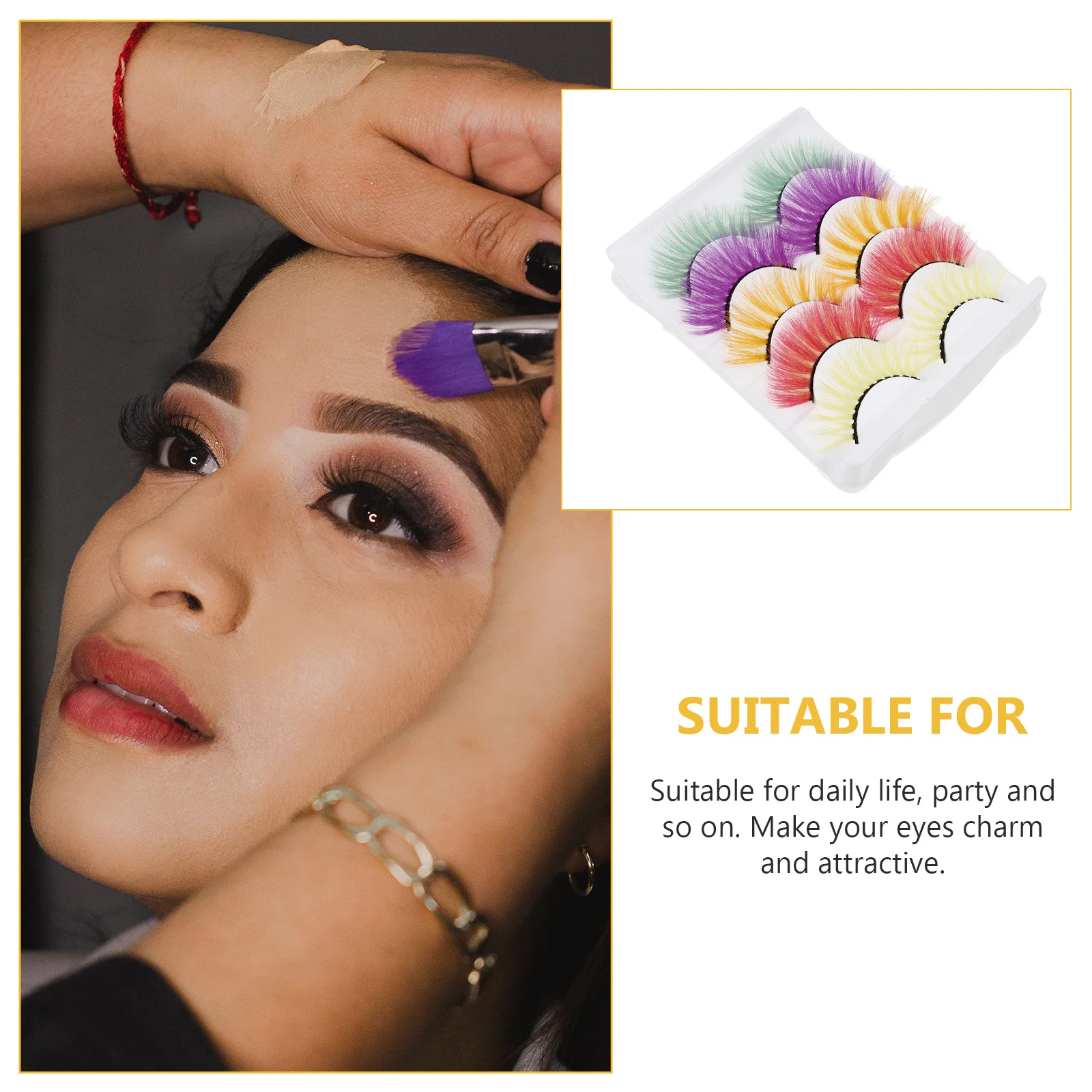 5 أزواج من الرموش الصناعية الملونة لحفلات الهالوين التأثيرية مكياج ثلاثي الأبعاد رموش صناعية إكسسوارات العين للنساء أداء الارتداء اليومي #6