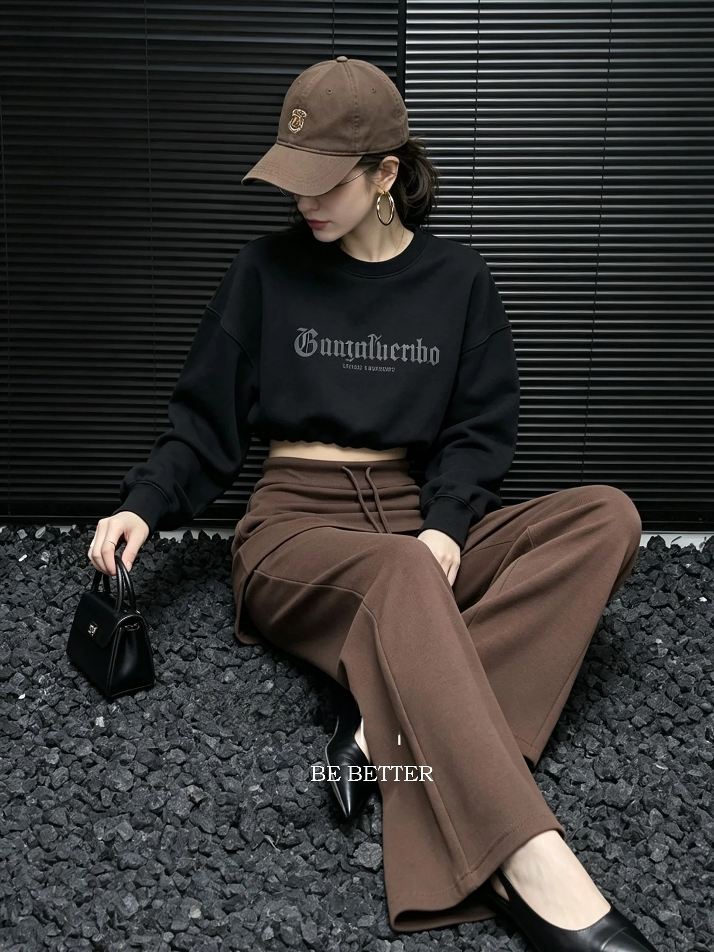 Huaappuw High Waist Simplicity Casual Pants Women's Pure Color Elegant Fake Two-Piece Autumn New Style French Style Straight ...