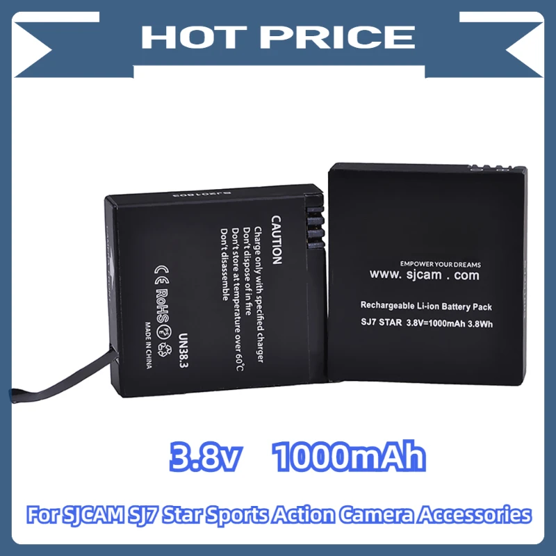 For SJCAM SJ7 Star Sports Action Camera Accessories 1000mAh  SJCAM SJ7 Star Battery