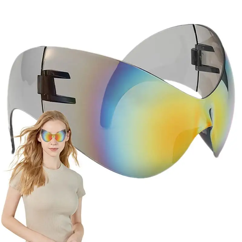 Rave Glasses Wrap Around Trendy Visor Trendy Futuristic Visor Shades Fashion Eyeglasses For Men And Women Eyewear For Rave Party