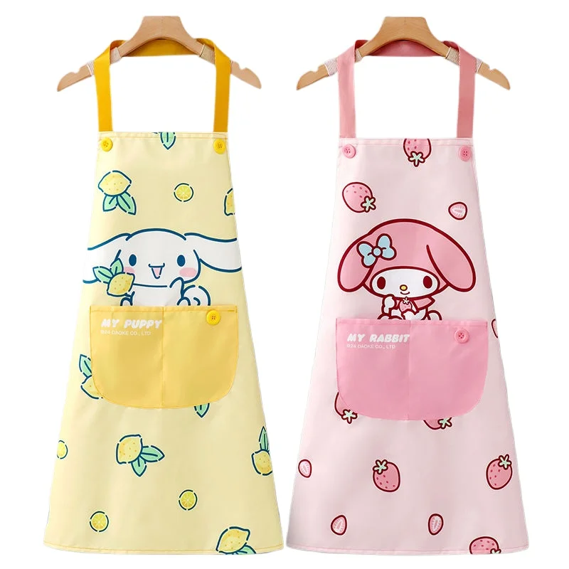 Sanrio cartoon apron anime cute kuromi Cinnamoroll Hello kitty work clothes for women oil-proof and waterproof kitchen home use