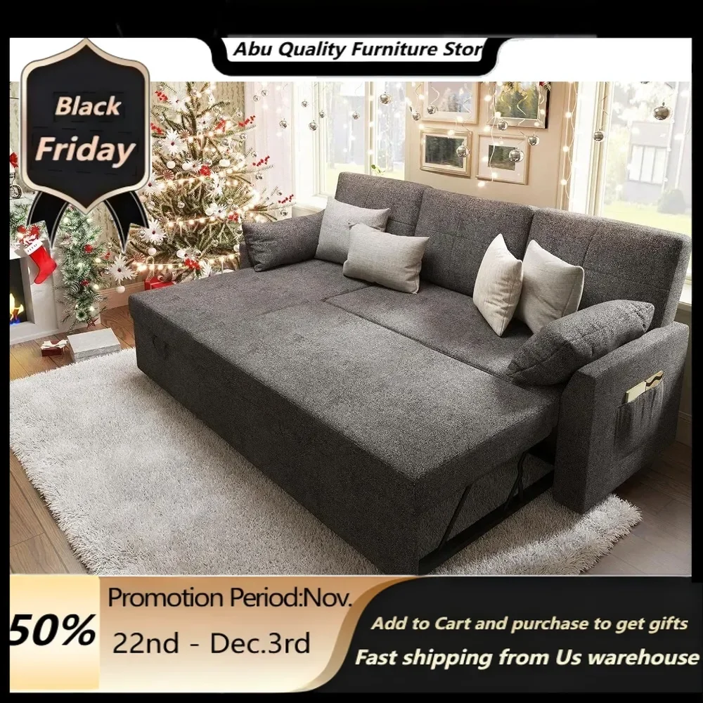 Sleeper Sofa, Sofa Bed- 2 in 1 Pull Out Couch Bed with Storage Chaise for Living Room, Sofa Sleeper with Pull Out Bed