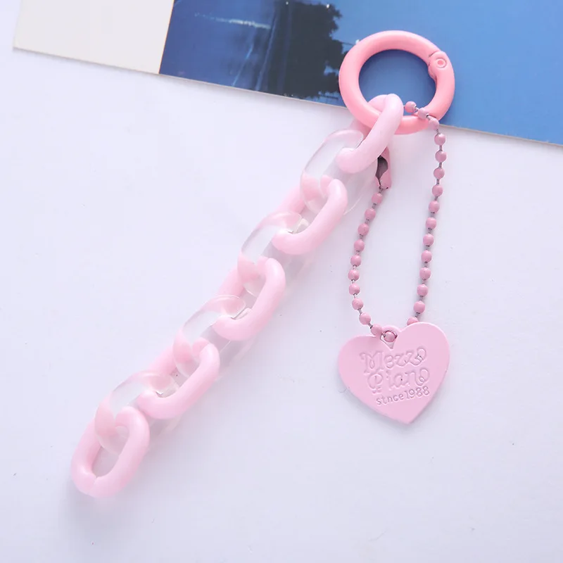 Colors Acrylic Plastic Link Chain Keychain Creative Heart Key Ring For Women Bag Charm Crafts Keychains DIY Handmade Accessories