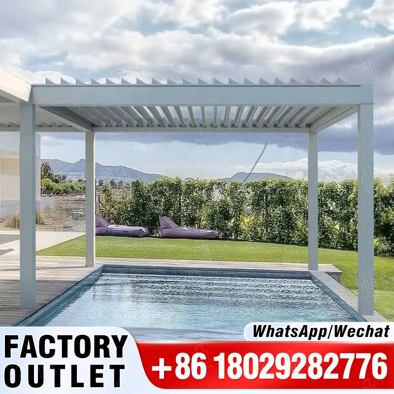 

Alu Louver Roof Outdoor Furniture Motorised Louvered Gazebo Garden Bar Prgolas Aluminio Pergula