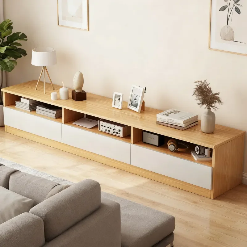 for Nordic Log Style TV Cabinet Modern Simple Floor Locker for Small Apartment Living Room Household New TV Stand