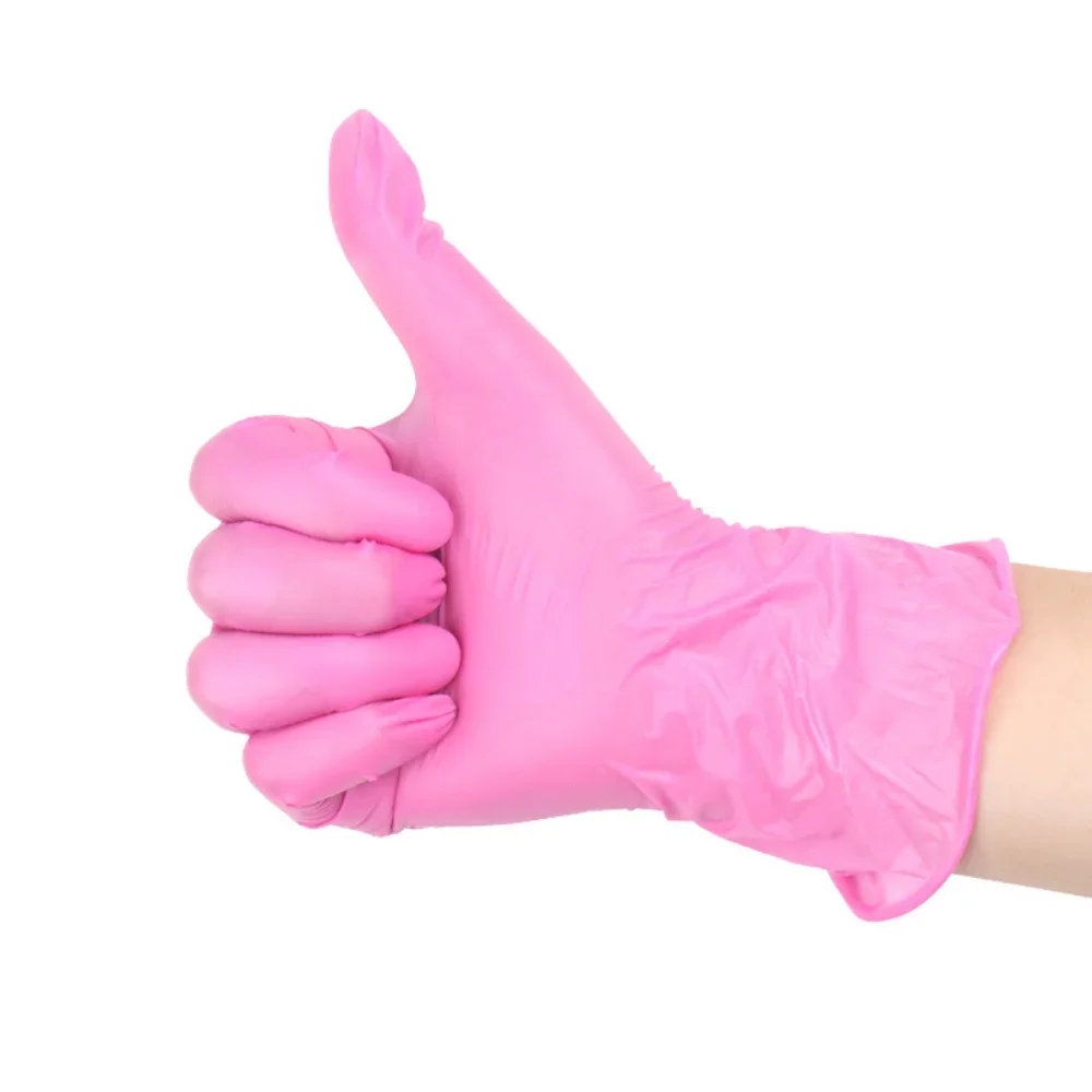 Nitrile Disposable Pink Gloves Latex Free Household PVC Labor Protection Gloves Cleaning Food Kitchen Gloves