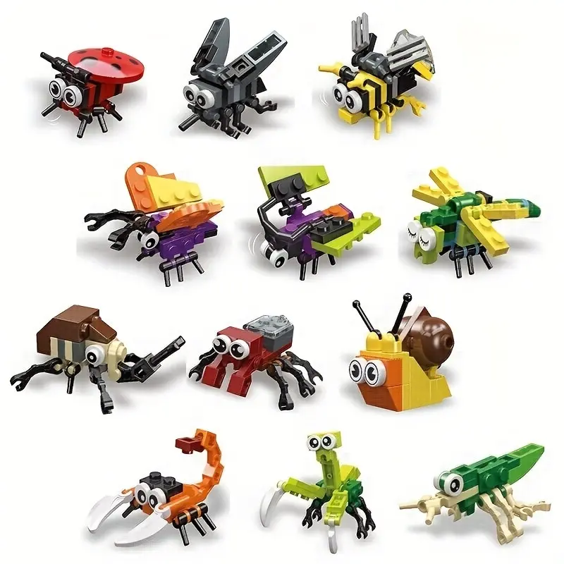 Insect Animal Party Building Blocks Toy Set Bee Snail Dragonfly Mini Insect Series Assemble Model Bricks Toys Gifts For Children