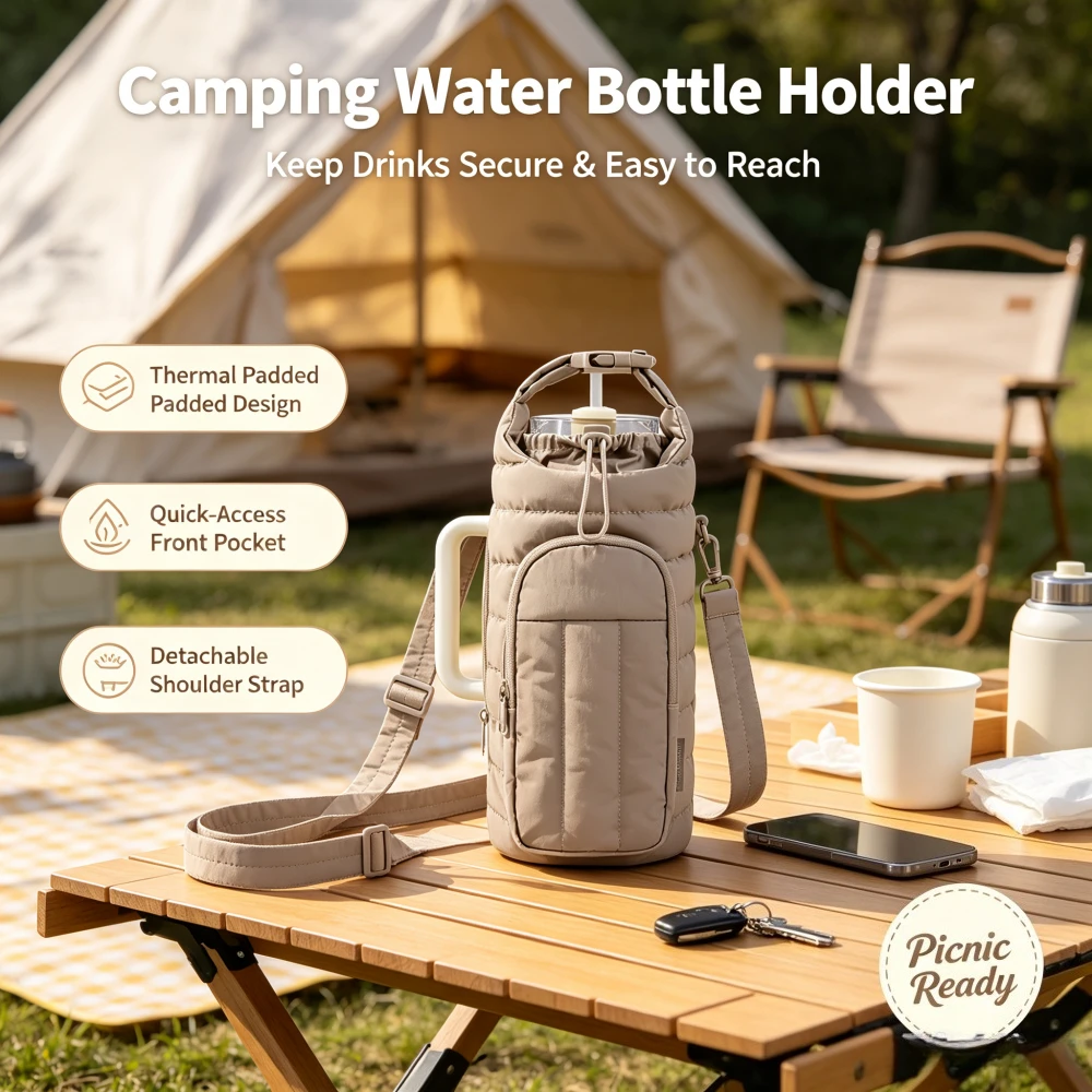 Large-capacity Portable Messenger Water Bottle Bag Hiking Lightweight Storage Bag Fishing Waterproof Camping Water Bottle Bag