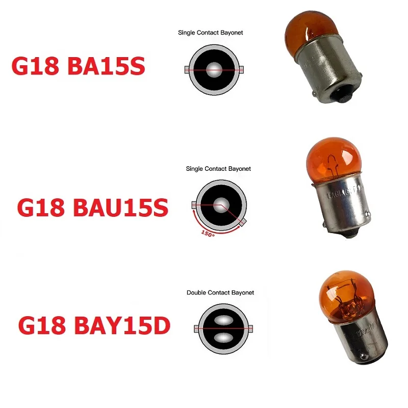 10X G18 BAY15D BA15S 12v 15mm base b15 bulb T16 BAU15S Incandescent bulb Instructions Machine bulb red amber white R5W