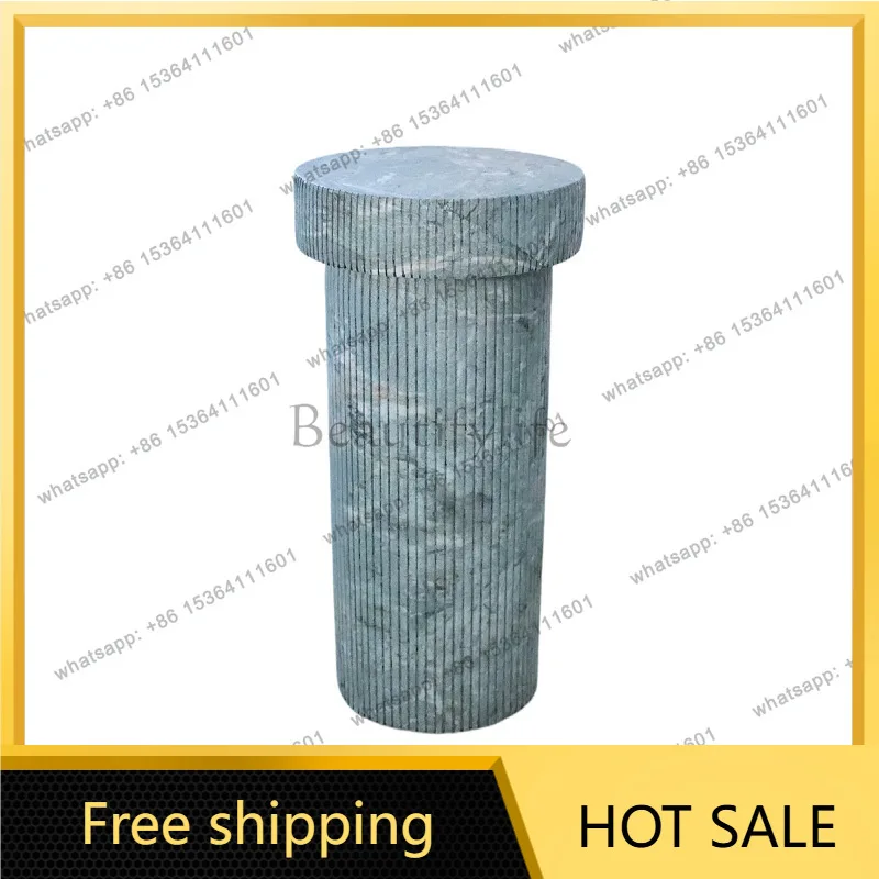 Zj. Retro Green Edge Bed and Breakfast Living Room Imitation Marble Roman Column Coffee Table