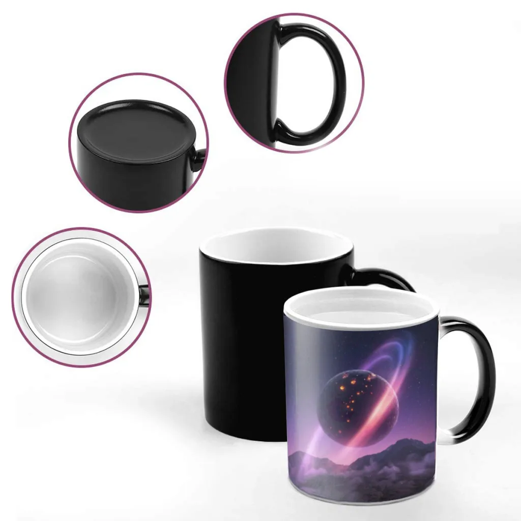 Outer-Space-Cat-Moon-Creative Change-ceramic Mug Heat Revealing Coffee Cup Breakfast Cup Mug Friends Gift