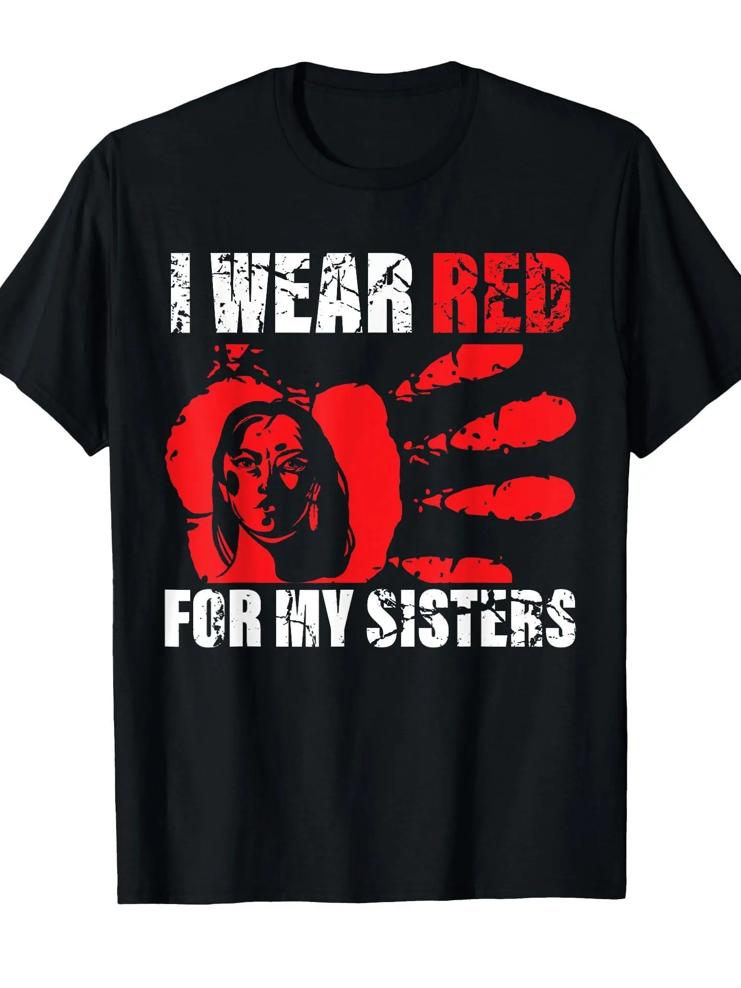 

MMIW "I Wear Red for My Sisters" T-Shirt - 180gsm Cotton, Red Handprint Tee