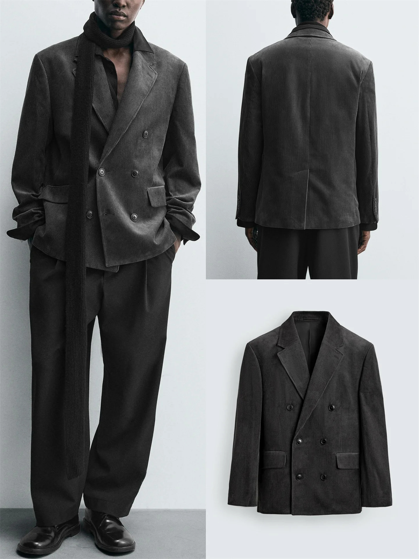 

Faionable приталенный вельветовый двубортный мужской костюм Jaet, зимнее новое поступление, деловой повседневный костюм Long Sve Pure Color