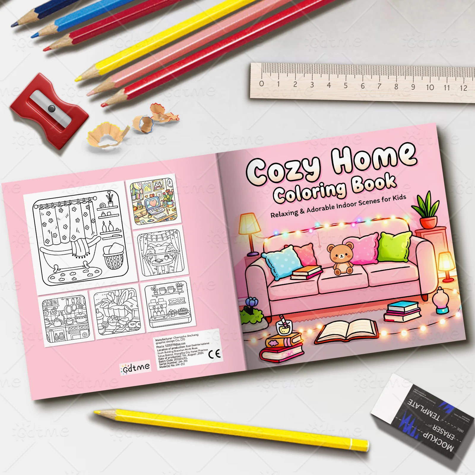 Cozy Home Coloring Book for Adults Featuring Cartoon Bold-easy Patterns for Relaxation Kids DIY Painting Drawing Books