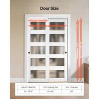 SucceBuy Sliding Closet Door 48/60/72 in x 80 in 5-Lite Frosted Glass with Hardware Kit & Floor Guide PVC Surface for Closets 2