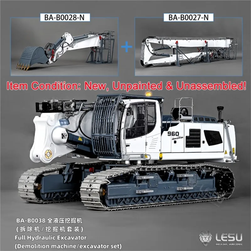 Toys 1/14 LESU RC Full Hydraulic Excavator R960 KIT DIY Demolition Digger Arm Radio Control Trucks Cars Vehicle Light Model